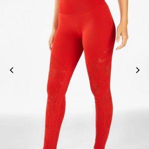 Fabletics High Waisted SculptKnit Camo Leggings in Red